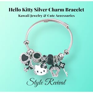 Hello Kitty Silver Charm Bracelet Kawaii Cute Jewelry | Sanrio Style | Brand New